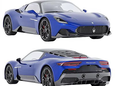 Blue Premium Sports Car Featuring Sleek Design Sloping Roof Aerodynamic Rear And Stylish Lights 3d model