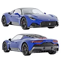 Blue Premium Sports Car Featuring Sleek Design Sloping Roof Aerodynamic Rear And Stylish Lights