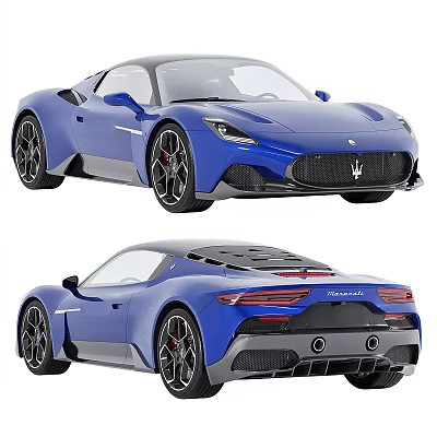 Blue Premium Sports Car Featuring Sleek Design Sloping Roof Aerodynamic Rear And Stylish Lights 3d model