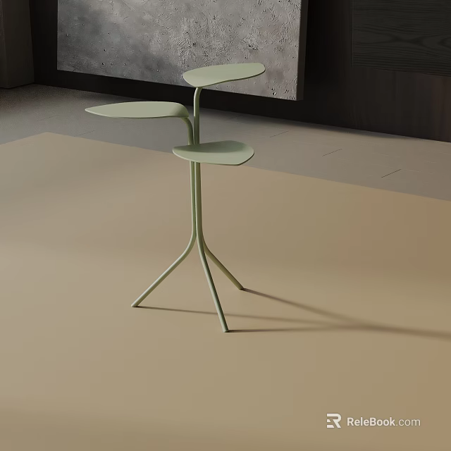 Light Green Three Tier Side Table With Modern Metal Frame Design 3d model 