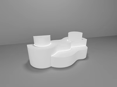 Modern White Display Shelf With Curved Illuminated Edges And Multi Tiered Design 3d model