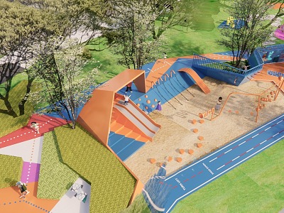 Modern children's play area outdoor playground model