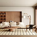 Quiet and Ancient Style Living Room 3d model