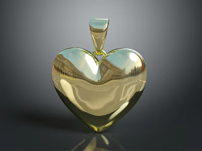 Shiny Polished Gold Heart Shaped Pendant Metallic Fashion Accessory For Women’s Jewelry 3d model