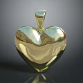 Shiny Polished Gold Heart Shaped Pendant Metallic Fashion Accessory For Women’s Jewelry