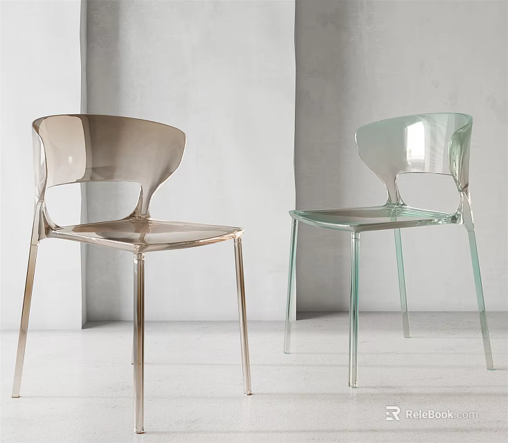 Transparent Modern Acrylic Dining Chairs With Sleek Minimalist Design For Contemporary Dining Space 3d model 