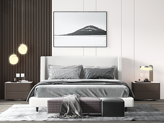 Modern background double bed 3d model