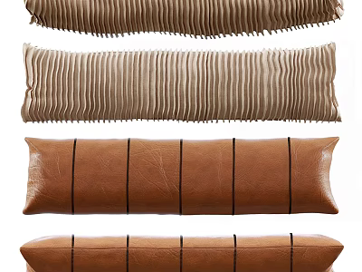 Decorative Throw Pillows With Pleated Design Leather Texture And Stitched Details 3d model