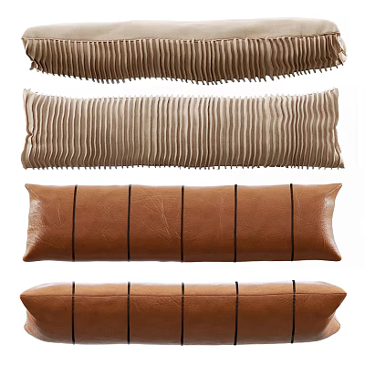 Decorative Throw Pillows With Pleated Design Leather Texture And Stitched Details 3d model