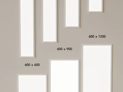 Picture Frames in Various Sizes 600x600 600x900 600x1200 on Grey Wall 3d model