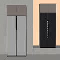 Modern Gray and Black Double Door Refrigerators For Home Kitchen Interior 3d model