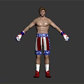 Man Boxer In American Flag Boxing Shorts With Red Boots White Socks And Colorful Gloves