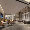 Modern Sales Office Interior Design With Display Counter Pendant Lights And Reception Desk