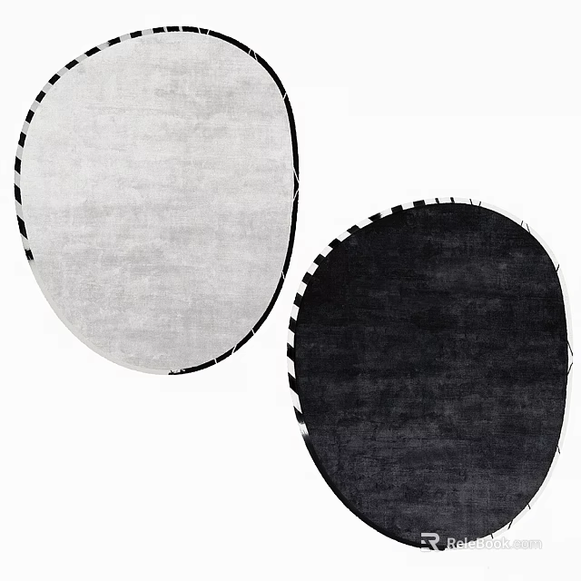 Minimalist Circular Rugs In Black And White 3d model