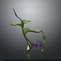 Unique Decorative Plant With Curved Green Stems Lush Leaves and Small Purple Fruits