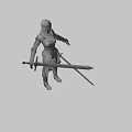 Hooded Woman Warrior In Leather Armor Holding Sword Standing Pose