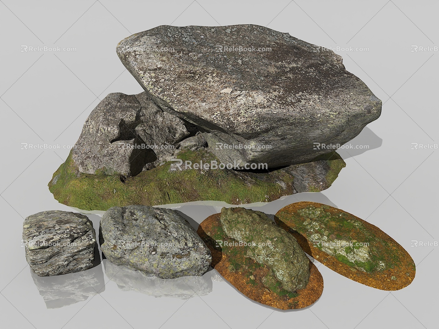 Stone Rock Cliff Stone Ground Moss Stone Gobi Desert Pavement Stone Pile Sand Stone Shaped Stone 3d model