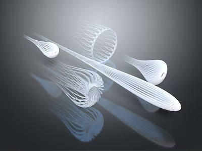 Modern Transparent Mesh Kitchen Utensils Whisk And Spoon With Sleek Design 3d model