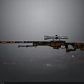 Custom Sniper Rifle Design With Colorful Patterns And Scope On Reflective Surface