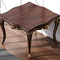 Classical Style Side Table With Dark Wooden Tabletop And Carved Gold Metal Legs