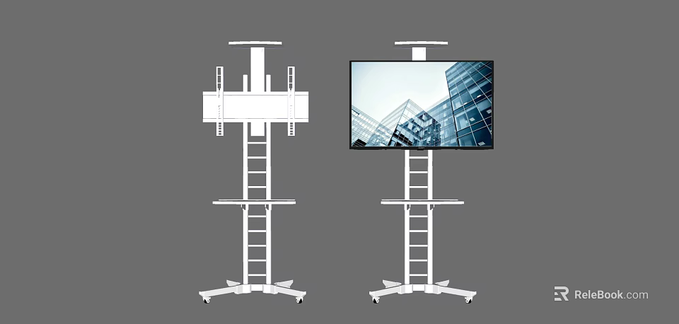 Modern Iron Stand Design With Ladder Structure And Display Screen Mount 3d model