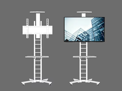 Modern Iron Stand Design With Ladder Structure And Display Screen Mount 3d model