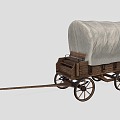 Carriage Plank Car Old-fashioned Carriage Animal Rickshaw 3d model