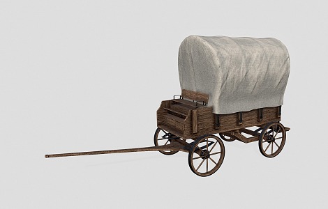 Carriage Plank Car Old-fashioned Carriage Animal Rickshaw 3d model