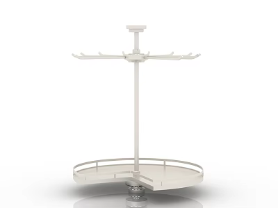 White Rotating Wardrobe Interior Hanging Rack with Central Pole and Base Tray Organizer 3d model