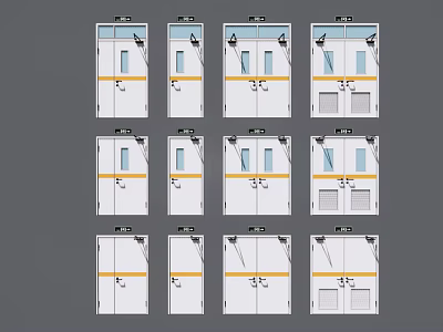 Various Door Design Sketches With Different Styles Yellow Stripes And Windows 3d model