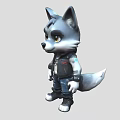 Cute Gray Wolf Game Movie Character With Black Vest And Blue Jeans