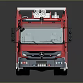 Red Fire Truck with Ladder Emergency Lights and Shiny Exterior Cabinet Details