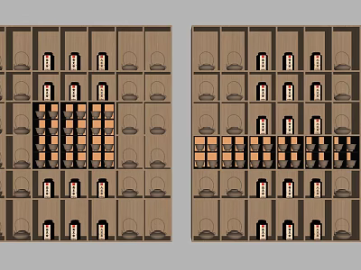 Traditional Wooden Curio Display Shelf With Symmetrical Grid Compartments And Classic Design 3d model