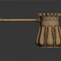 Ancient Bronze Weapon Hammer With Decorative Long Handle And Metallic Sheen