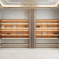 Elegant Modern Specialty Store Interior With Glass Display Cases And Hanging Chandeliers