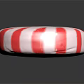 Shiny Round Red And White Striped Peppermint Candy On Black Background