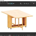 Simple Wooden Dining Table With Foldable Top And Wheels For Small Space