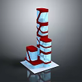 Modern Architectural Tower Design With Red And White Glass Facade And Multi Level Irregular Structure