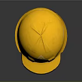 High Quality Yellow Safety Helmet With White Triangular Warning Symbol On Dark Background 3d model
