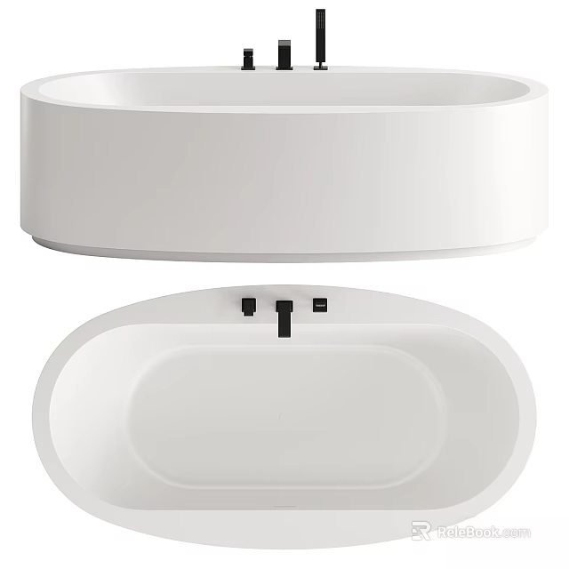 Modern Freestanding Bathtub In White With Oval Shape And Sleek Design 3d model 