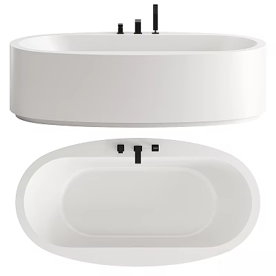 Modern Freestanding Bathtub In White With Oval Shape And Sleek Design 3d model
