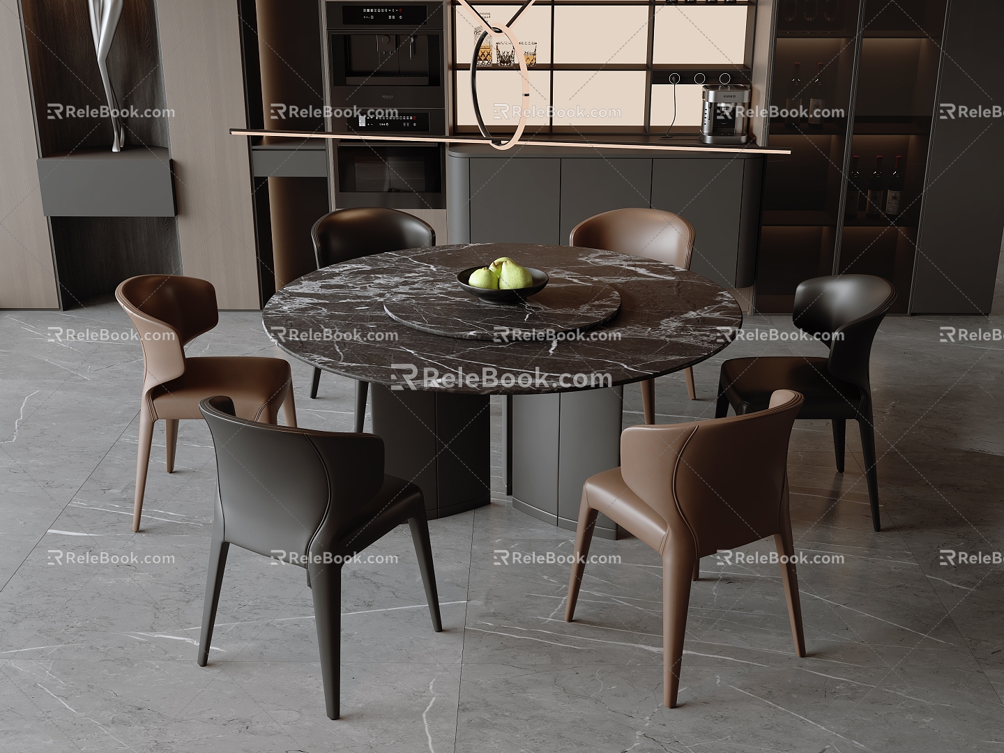 Modern Italian Dining Table and Chair Combination 3d model