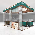 Elegant Modern Jewelry Store with Green Canopy Glass Display and Jewelry Showcases