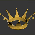 Golden Crown Shiny Decorative Household Item With Spheres And Reflection On Dark Background