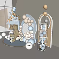 First Birthday Celebration With Teddy Bear On Tricycle And Pastel Balloon Decorations