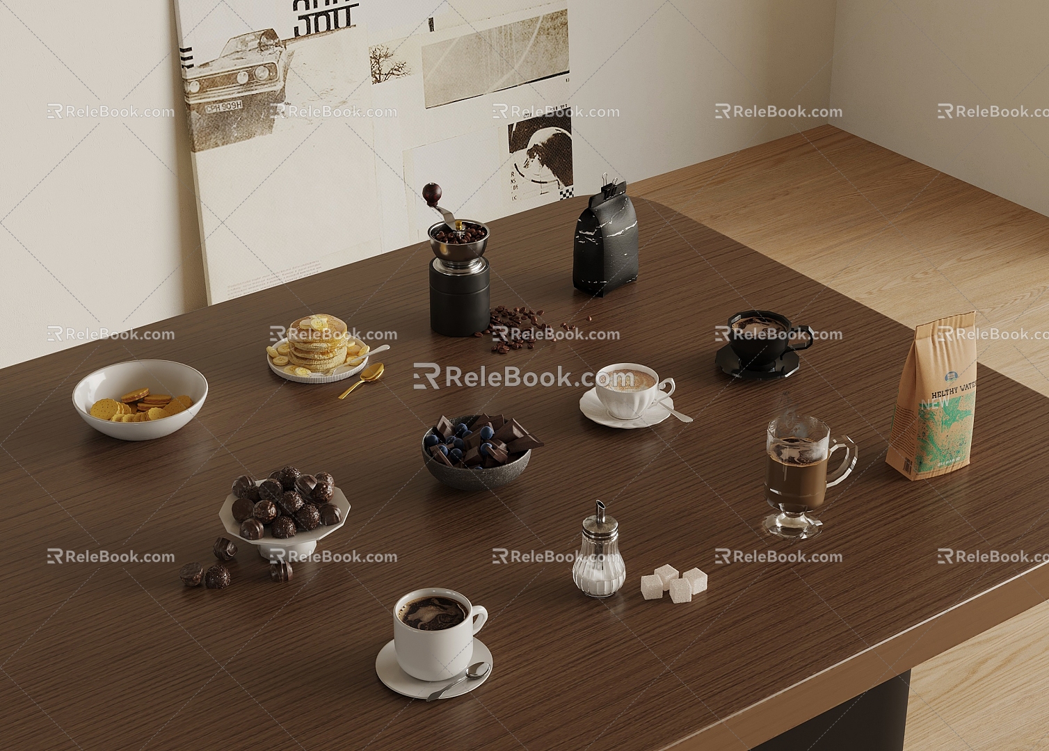 Cookies Coffee Bean Food 3d model