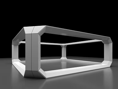 Modern Public Facility Geometric Frame Structure With White Design And Supporting Pillars 3d model