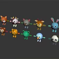 Cute Cartoon Animal Characters Collection With Fox Deer Rabbit And Panda Figures