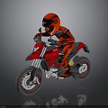 Red Dirt Bike With Rider Wearing Red Helmet And Racing Suit