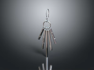 Practical Silver Keychain Featuring Multiple Metal Keys Hanging On Sturdy Hook 3d model